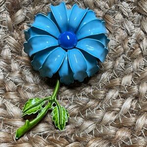 Vintage Blue Flower enamel Brooch